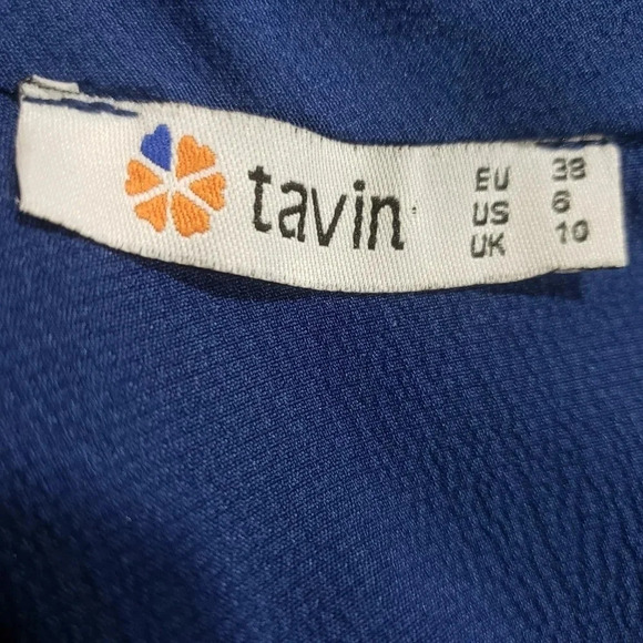 Tavin Womans Blue/Brown Floral Long Maxi Dress,Size 6. - Picture 6 of 7